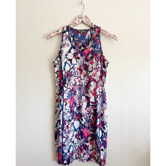 TITLE NINE M Splatter Floral Print CutOut Back Athletic Dress Purple Pink Medium - Picture 1 of 10